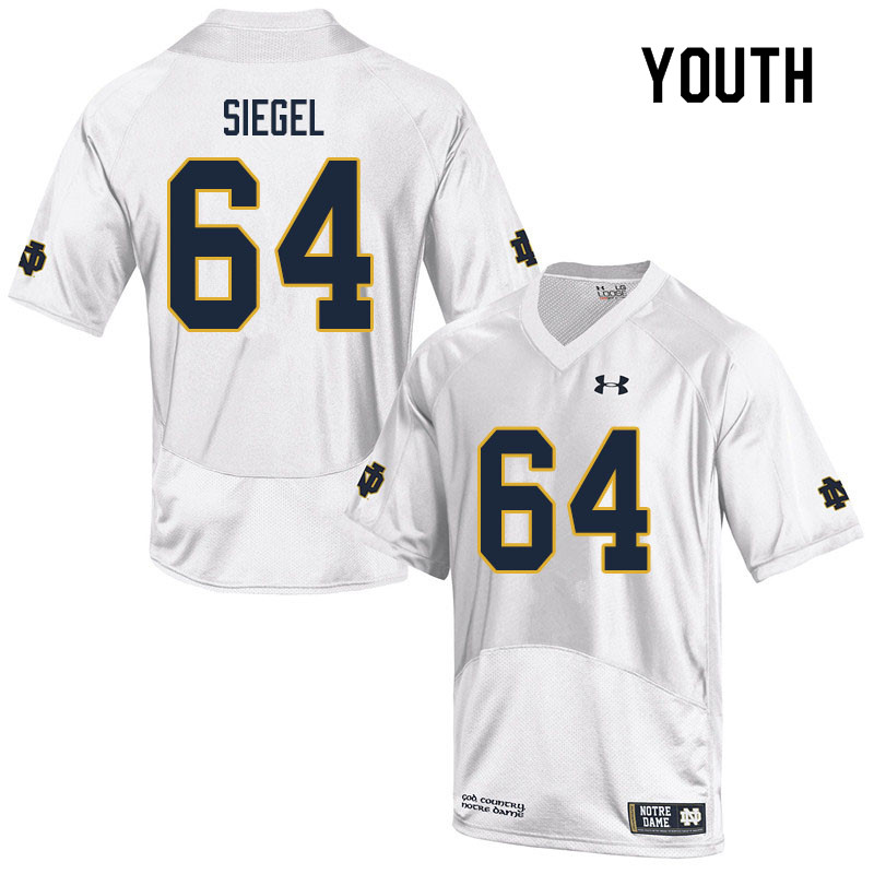 Youth #64 Max Siegel Notre Dame Fighting Irish College Football Jerseys Sale-White